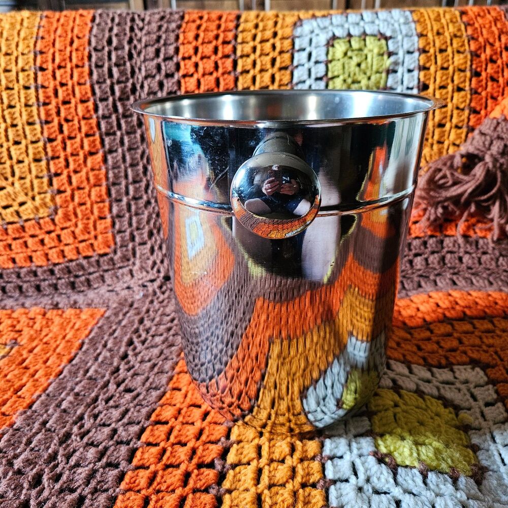 Large Champagne Wine Ice Bucket Polished Stainless Steel